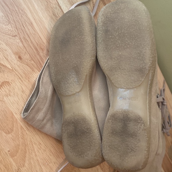 Nine West PARKWAY Suede Slouchy Knee high Driving Heel Boots Laceup Detail - Picture 9 of 13